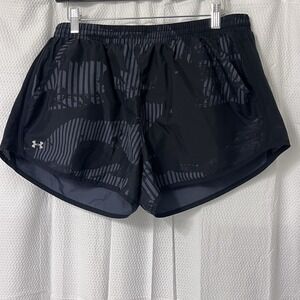 Under Armour Shorts Women XL Grey/Black Lined Active Running Loose Heat Gear EC